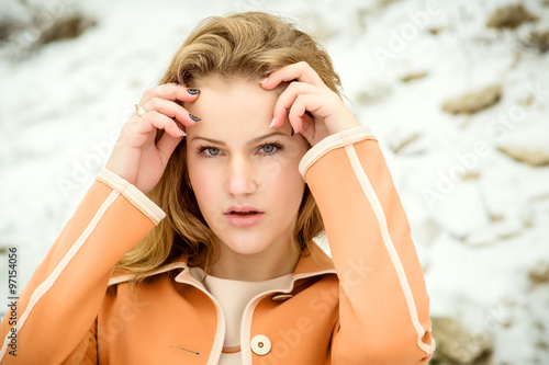 Winter portrait of the girl.