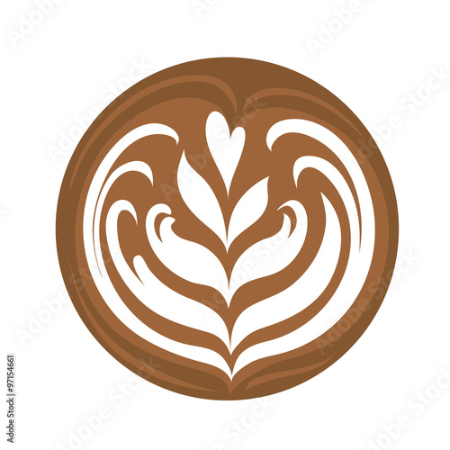 Aflutter Tulip and Heart Coffee Latte Art Logo Icon with white background
