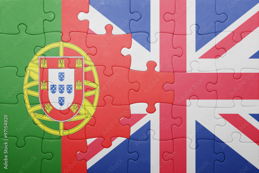 puzzle with the national flag of great britain and portugal puzzle with the national flag of great britain and portugal