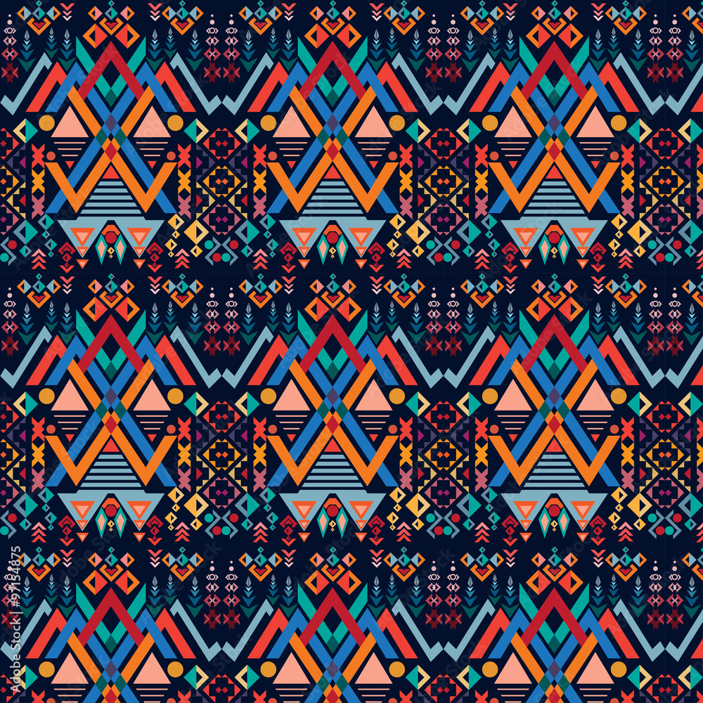 Seamless Tribal Pattern Geometric Textile Retro Color