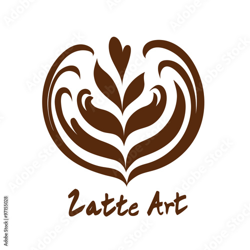 Heart Coffee Latte Art Logo Icon with white background