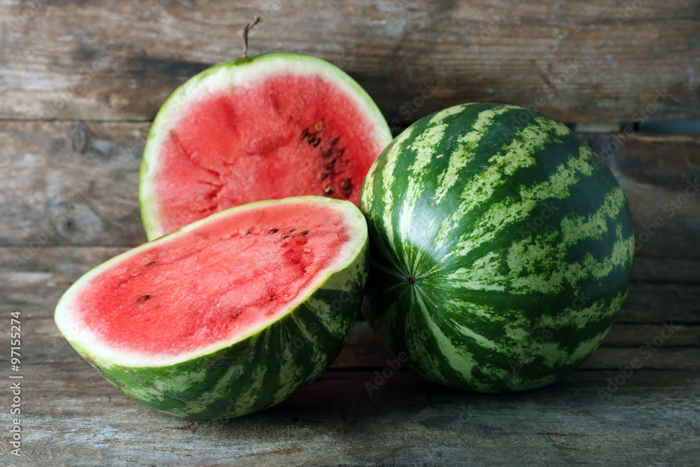 Fresh watermelon wooden background Fresh watermelon wooden background