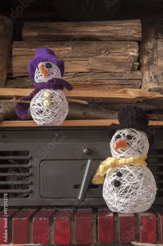 Xmas decorations crafts snowmen fireplace