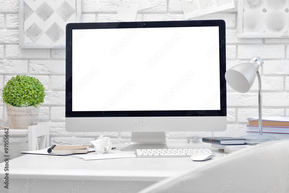 Fototapeta premium Modern workplace with computer on the table