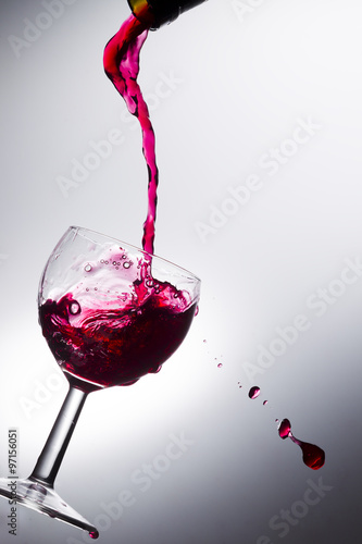 Wine pouring into a glass