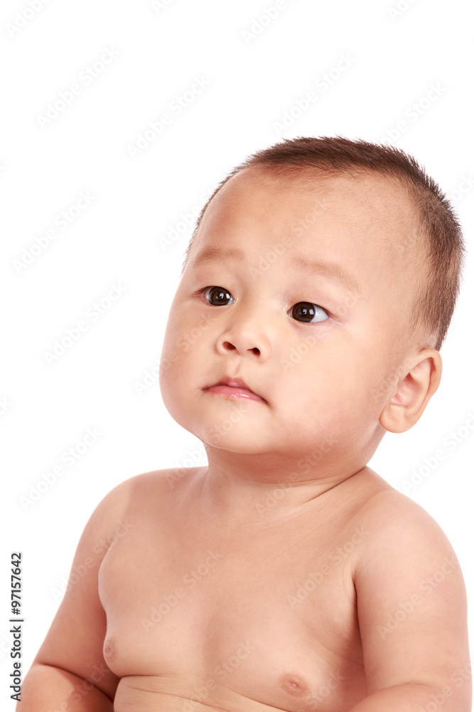 Lovely sitting Oriental baby boy Close shot Lovely sitting Oriental baby boy Close shot