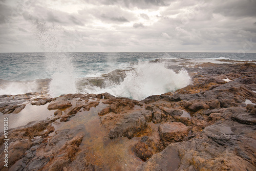 Blowhole, Bufadero de la Garita in Telde, Gran Canaria, Canary island, Spain.