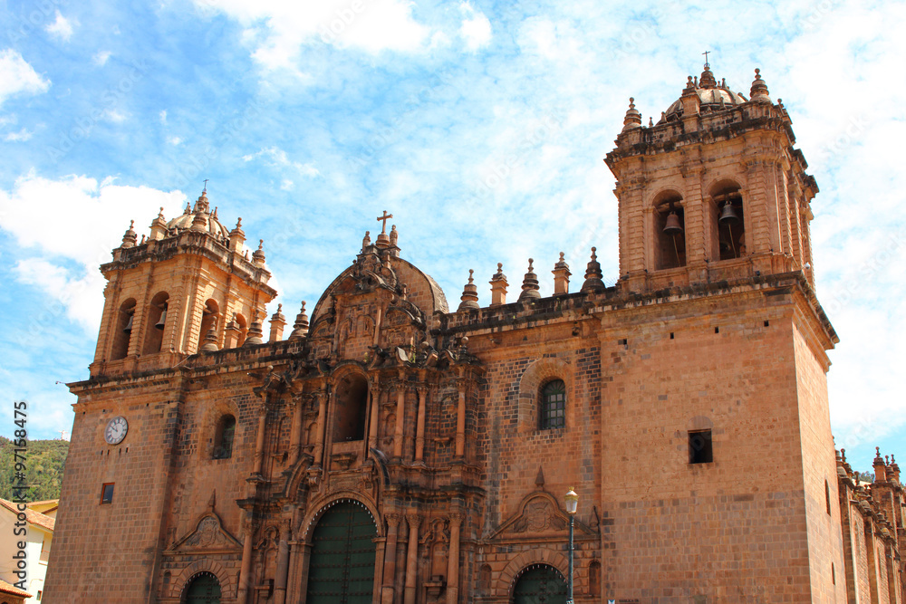 cathedral church at the Plaza de Armas. Cuzco, Peru.