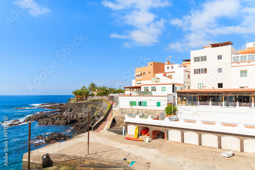 A view of Alcala town with typical Canarian architecture on coast of Tenerife, Canary Islands, Spain