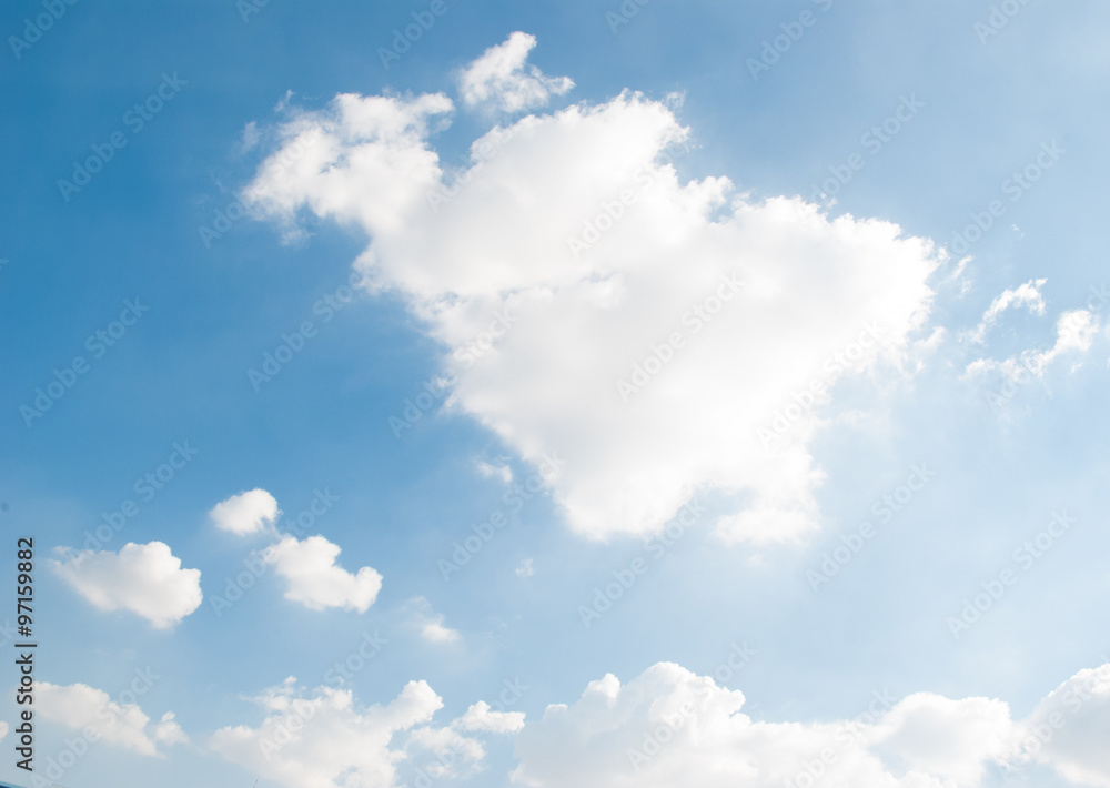 Fototapeta premium Blue sky with white cloud background