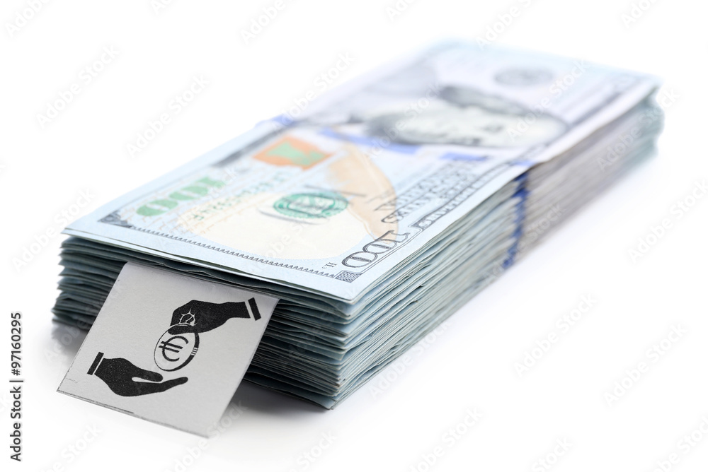 Pack of American dollars, isolated on white. Saving concept Pack of American dollars, isolated on white. Saving concept