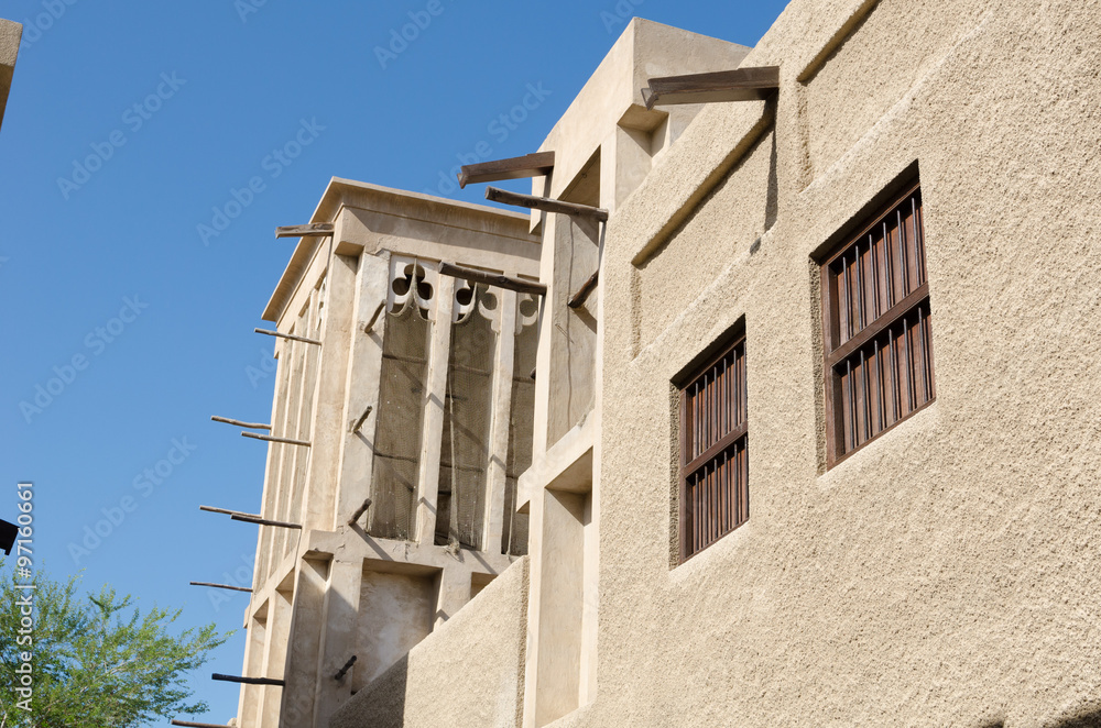 old town dubai traditional cooling tower buildings