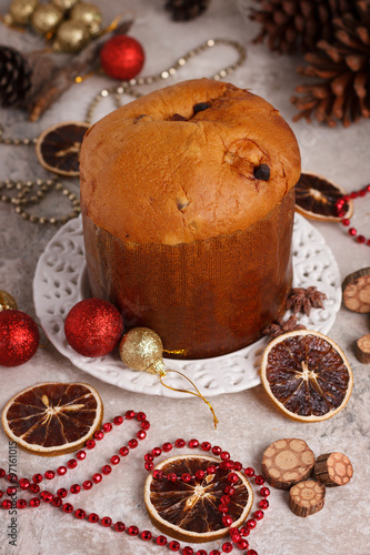 Panettone - sweet bread loaf traditional for Christmas