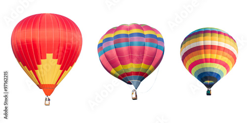 colorful hot air balloon isolated on white background