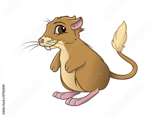 cartoon vector illustration of a kangaroo rat smiling