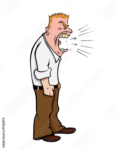 cartoon vector illustration of a office boss yelling 