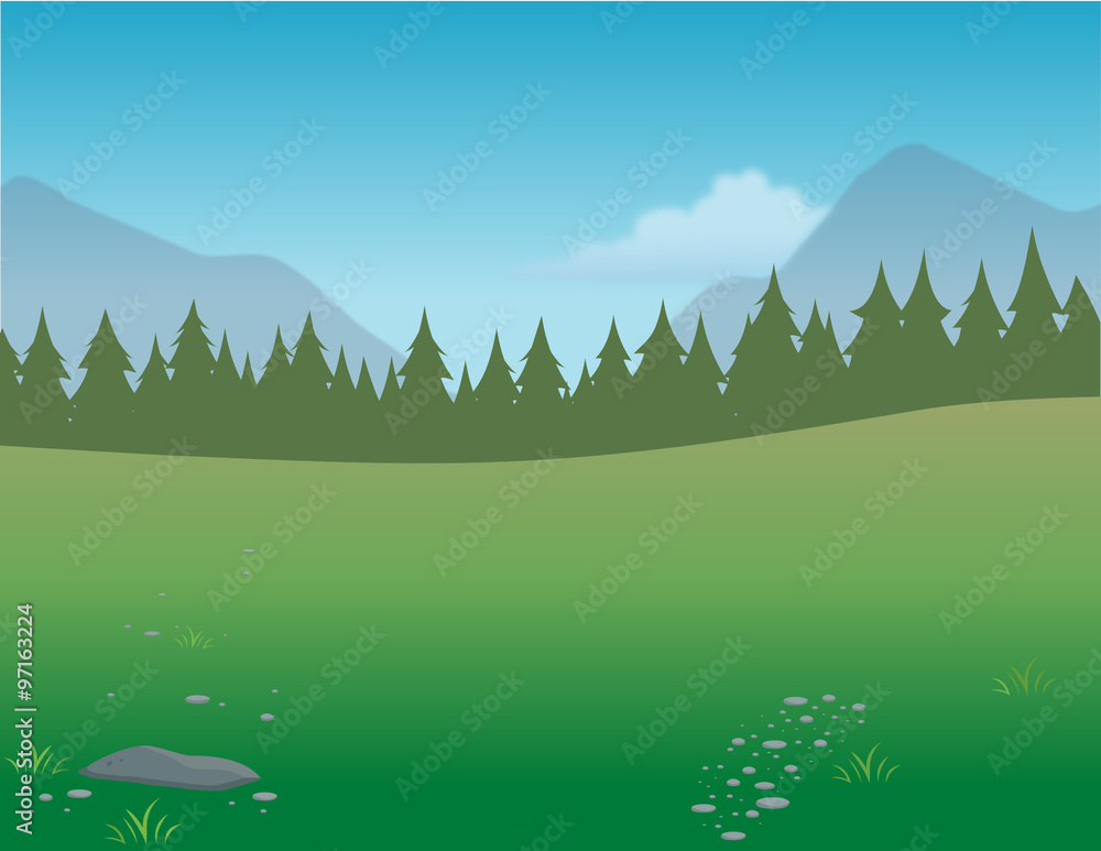 cartoon vector illustration of a wilderness background 
