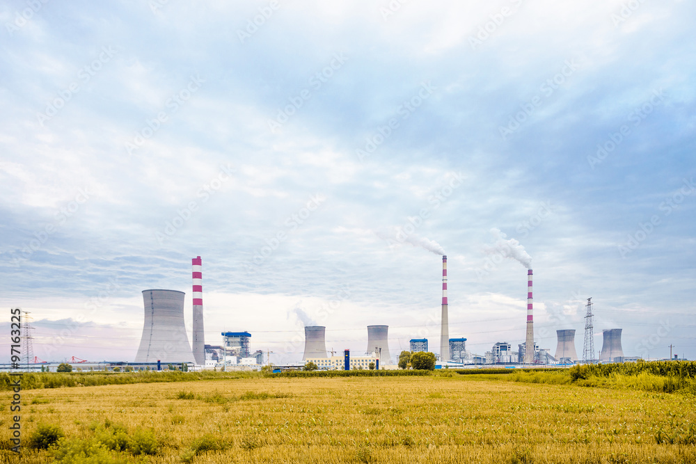 grass,skyline,landscape of power plant