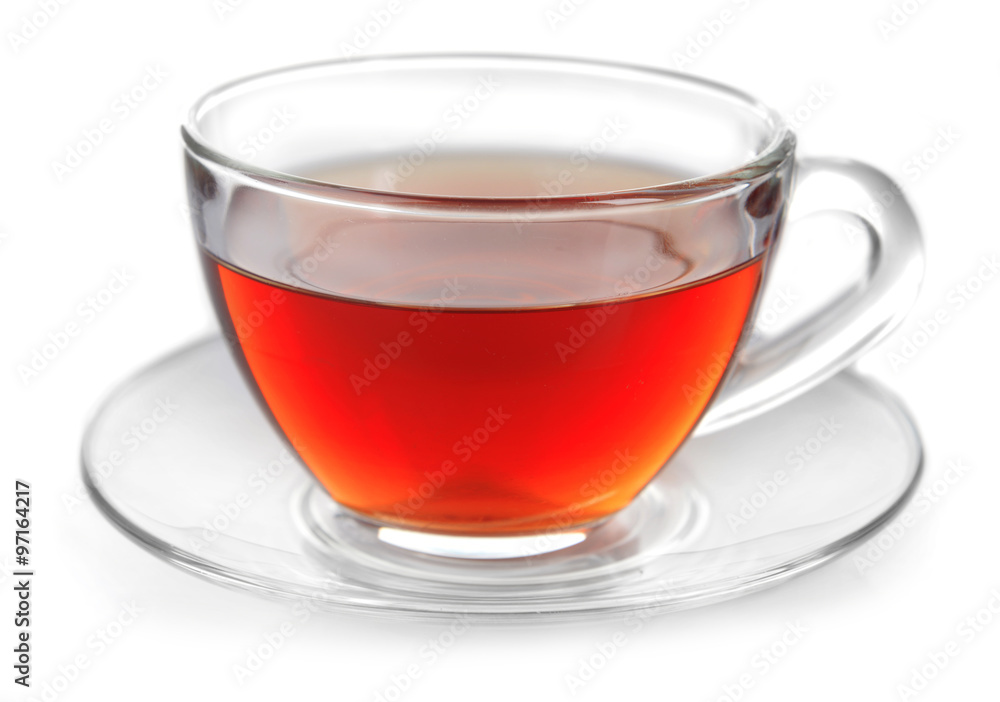 Glass cup of tea isolated on white background Glass cup of tea isolated on white background