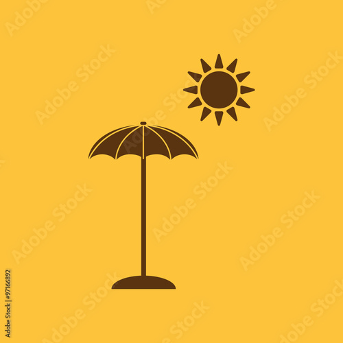 The parasol icon. Vacation symbol. Flat