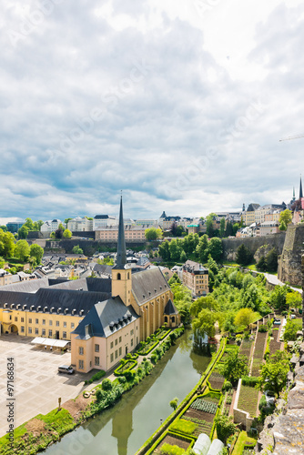 View on the Grund district of Luxembourg City with Neumuenster A photo