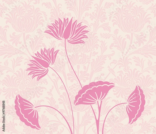 Fototapeta Naklejka Na Ścianę i Meble -  water lilies, wedding card design, India