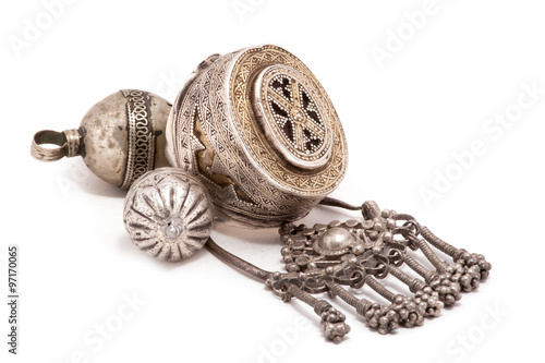 Fotografi Collection of Vintage National and Silver Jewelry, Kazakh National Jewelry