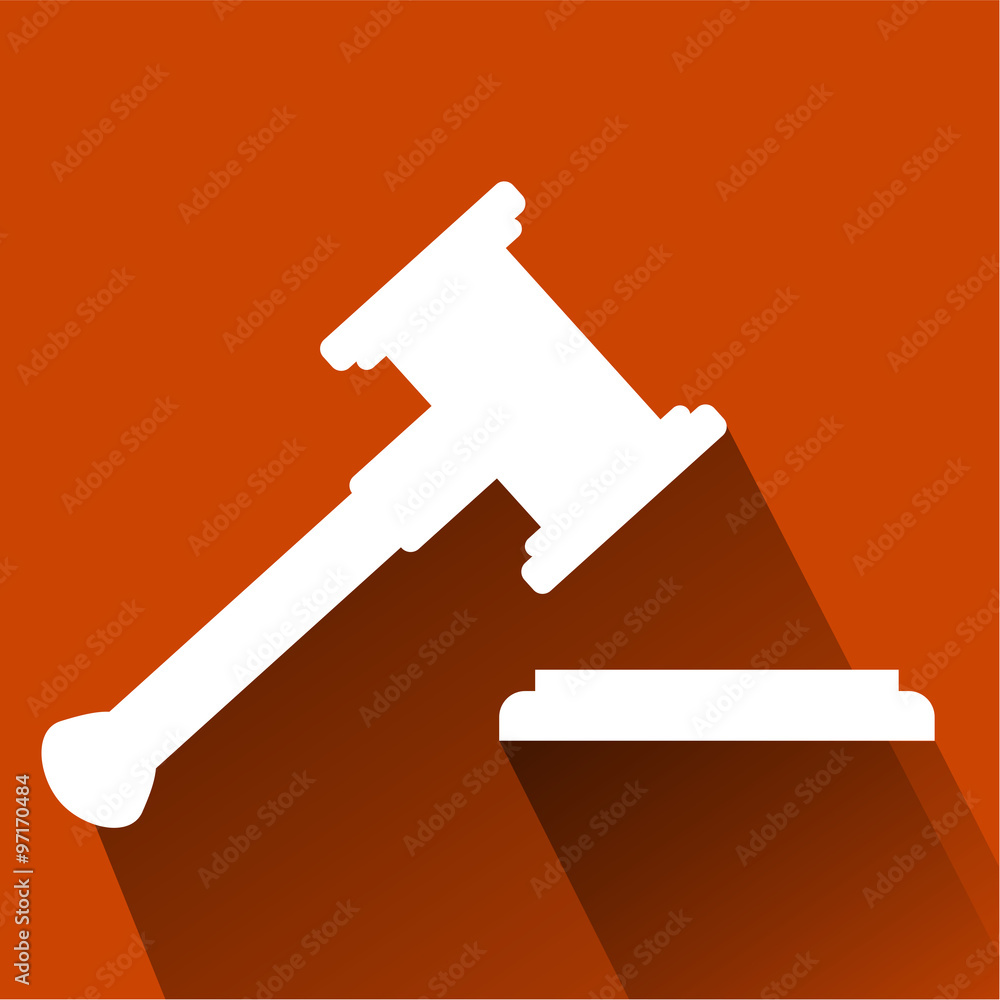 Flat Icon, Hammer of Judge with shadow, Illustration for Justice Flat Icon, Hammer of Judge with shadow, Illustration for Justice