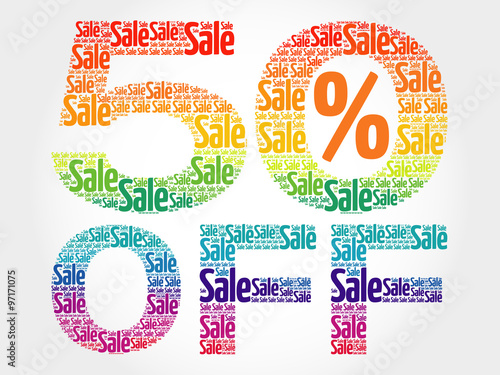 50% OFF SALE word cloud, business concept background