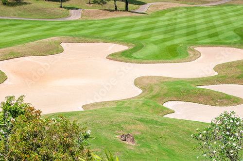 Sand bunker on the golf course