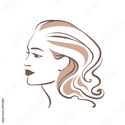 Female profile 1. Vector woman head