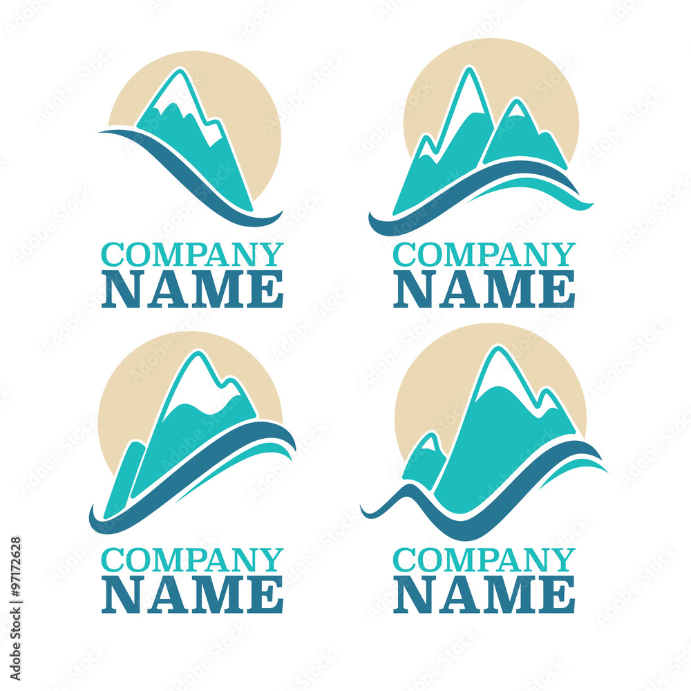mountain view, high peaks logo and emblems Stock Vector Adobe Stock