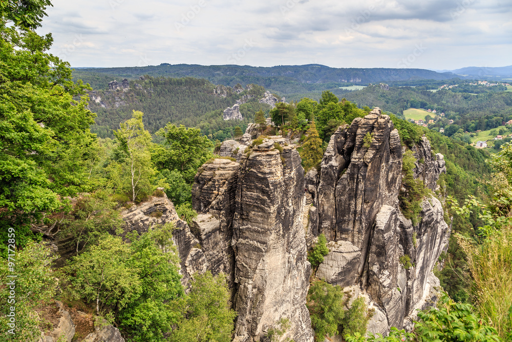 Beautiful view of the rocky mountains. Reserve Bastei.