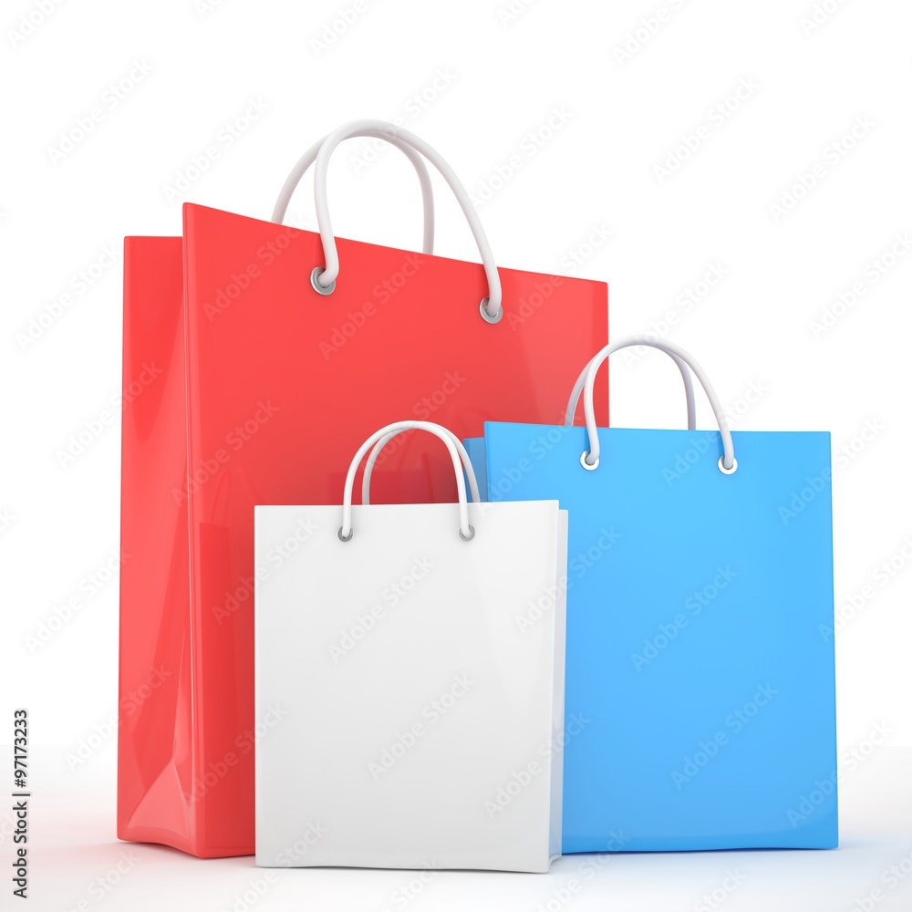 Paper Shopping Bags isolated on white Paper Shopping Bags isolated on white