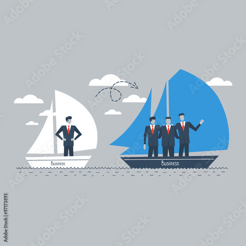 Business consolidation or growth illustration