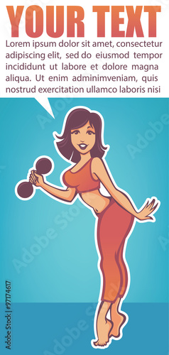 fitness banner, vector girl doing workout