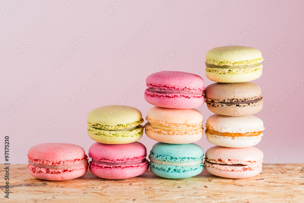 series Colorful and tasty French cookies Macarons on a colorful series Colorful and tasty French cookies Macarons on a colorful