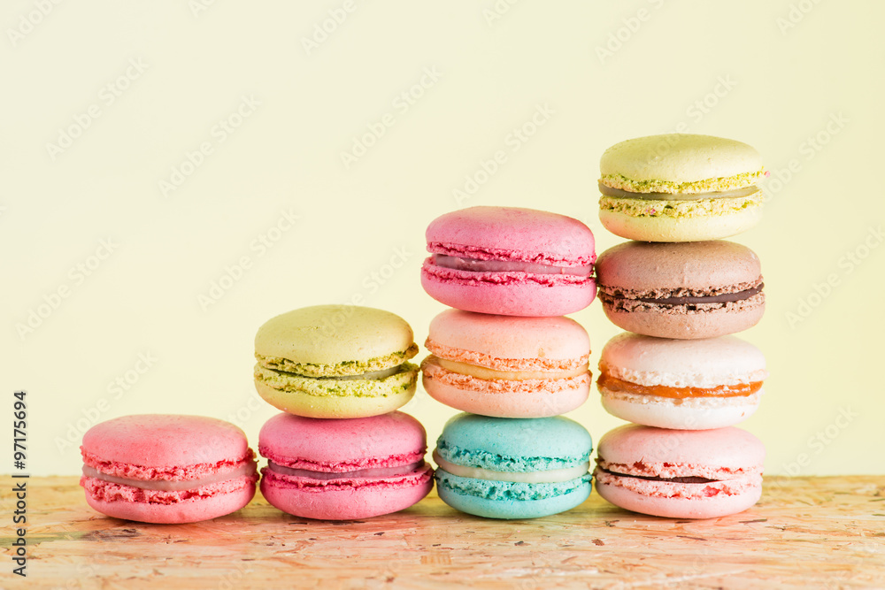 Fototapeta premium series Colorful and tasty French cookies Macarons on a colorful