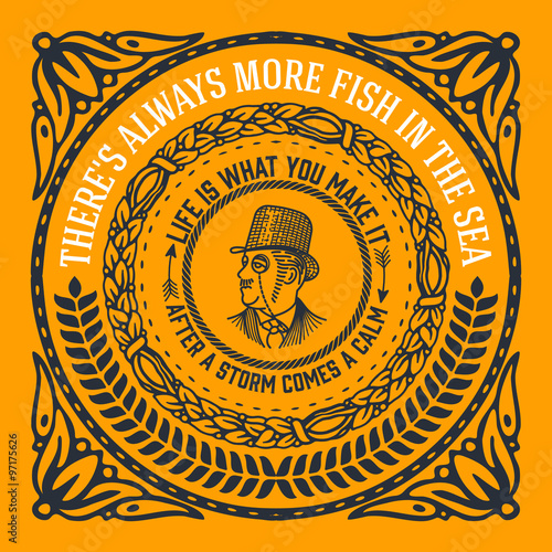 Retro card template with floral details.