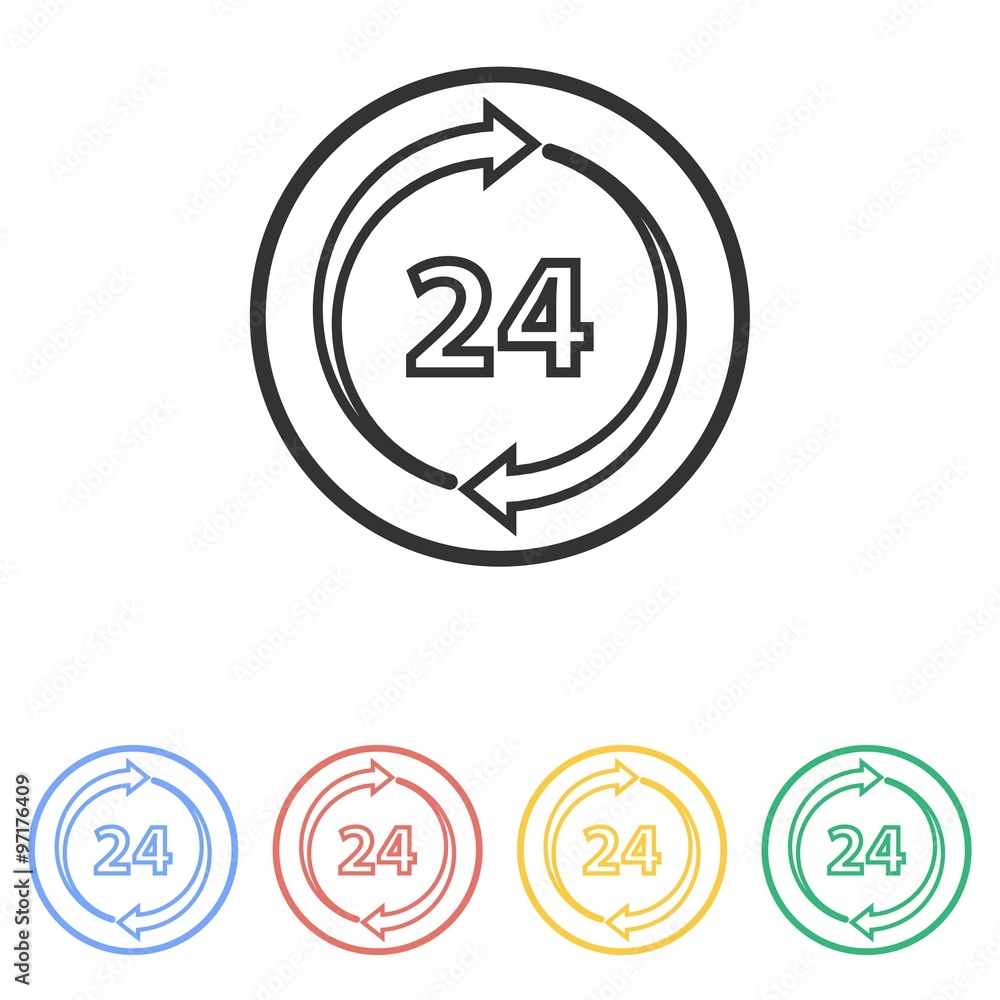 24 hour service icon. 24 hour service icon.
