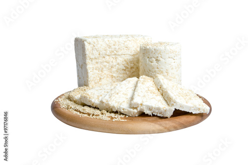 cheese specialty with sesame seeds