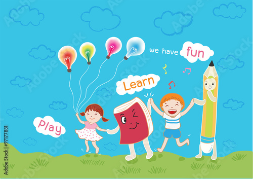 kids learning vector illustration