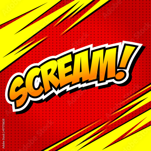 Scream! Comic Speech Bubble, Cartoon. 