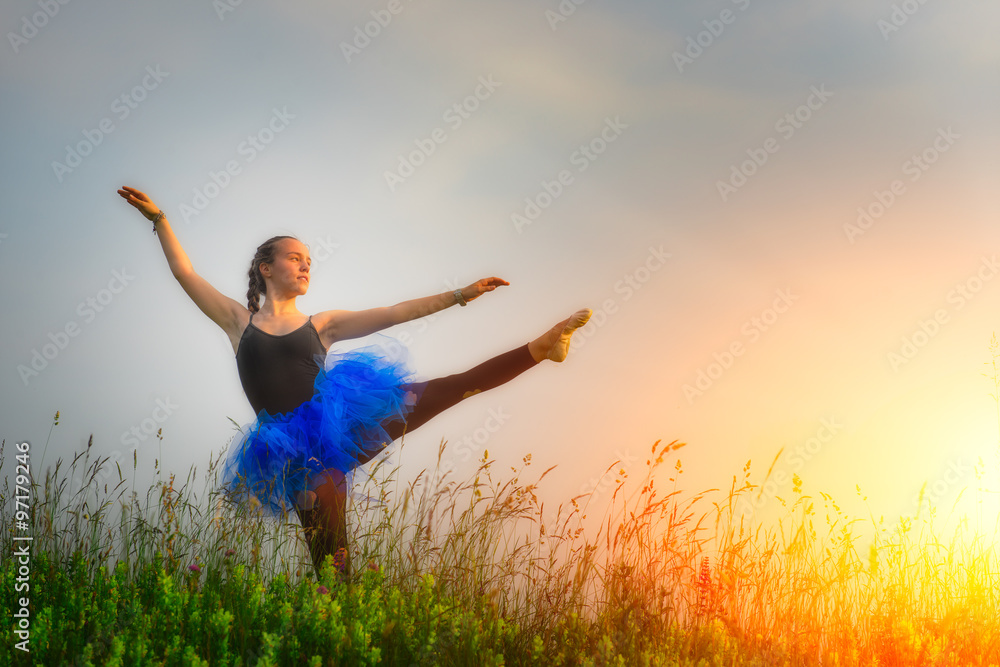 Toung beautiful ballerina dancing outdoors Toung beautiful ballerina dancing outdoors