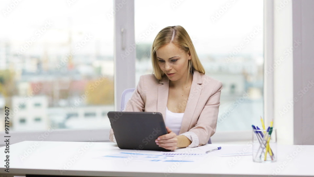 smiling businesswoman or student with tablet pc smiling businesswoman or student with tablet pc