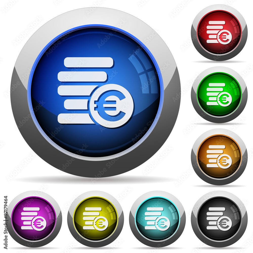 Euro coins button set Euro coins button set