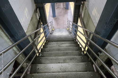 Canvas Print stairs leading to subway station in new york city