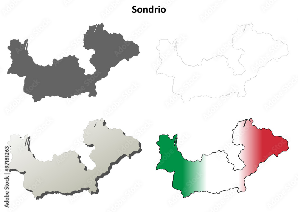 Sondrio blank detailed outline map set