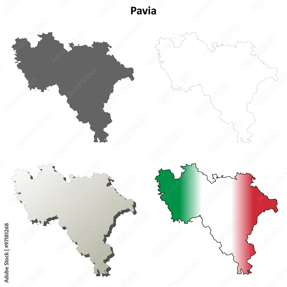 Pavia blank detailed outline map set
