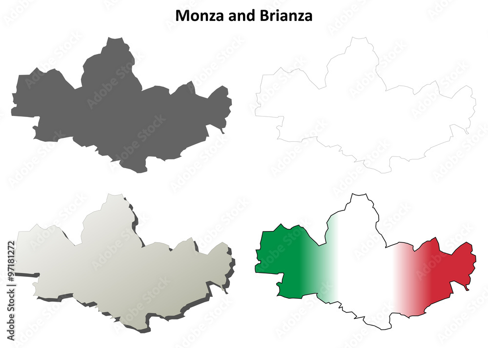 Monza and Brianza blank detailed outline map set